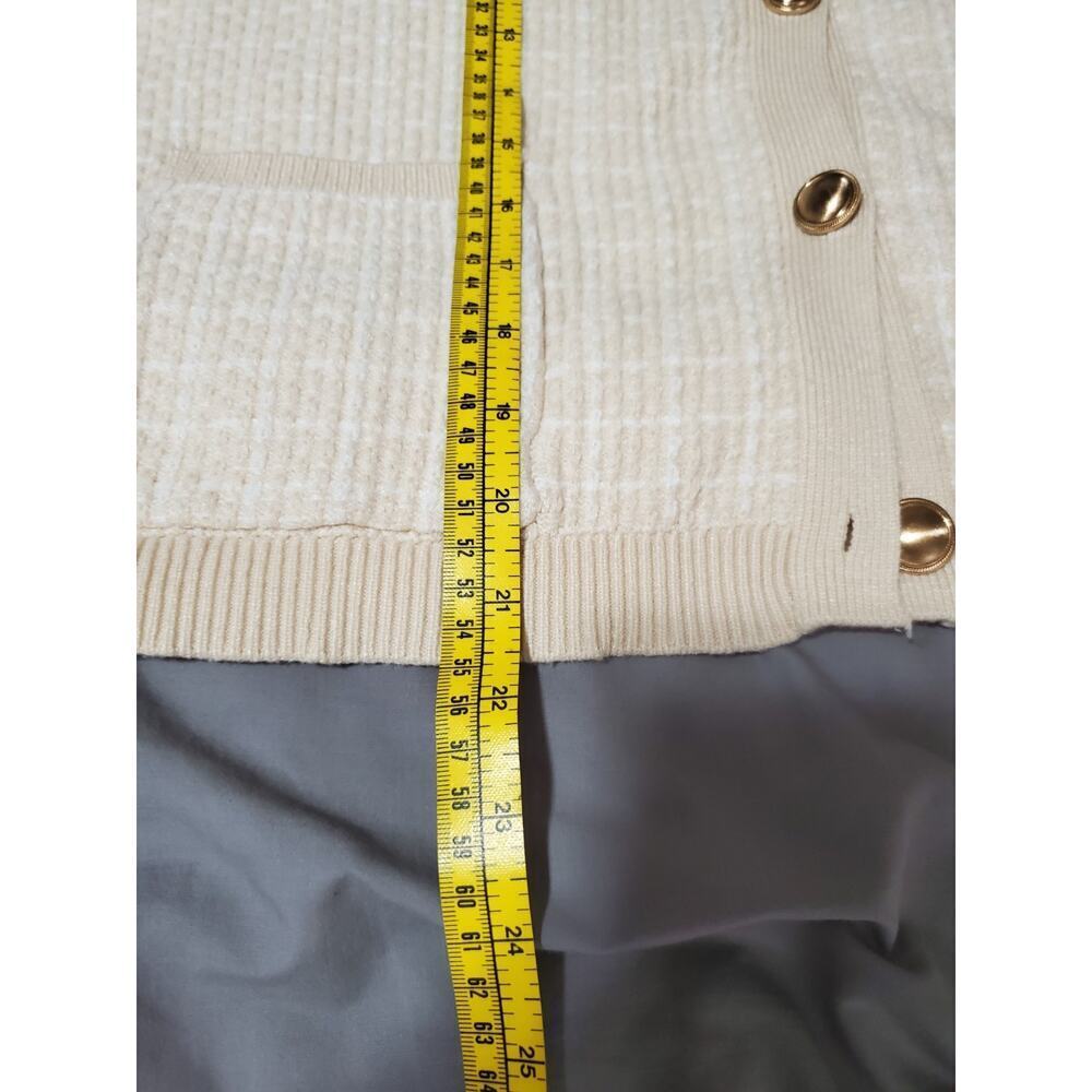 Women’s Beige Button-Front Cardigan Sweater – Textured Grid Pattern – Size XL - Picture 12 of 12